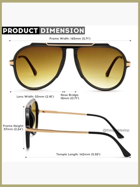 Oversized Aviator Sunglasses, 70s Retro Oval Frame, UV400 Protection main image 5